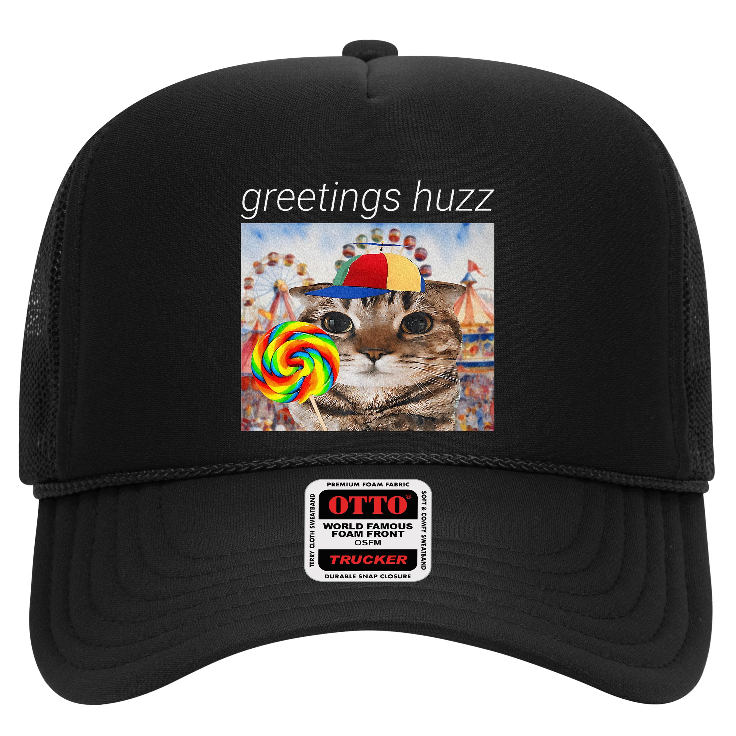 Greetings Huzz Funny Gen Z Gen Alpha Silly Cat Lollipop Meme Hat