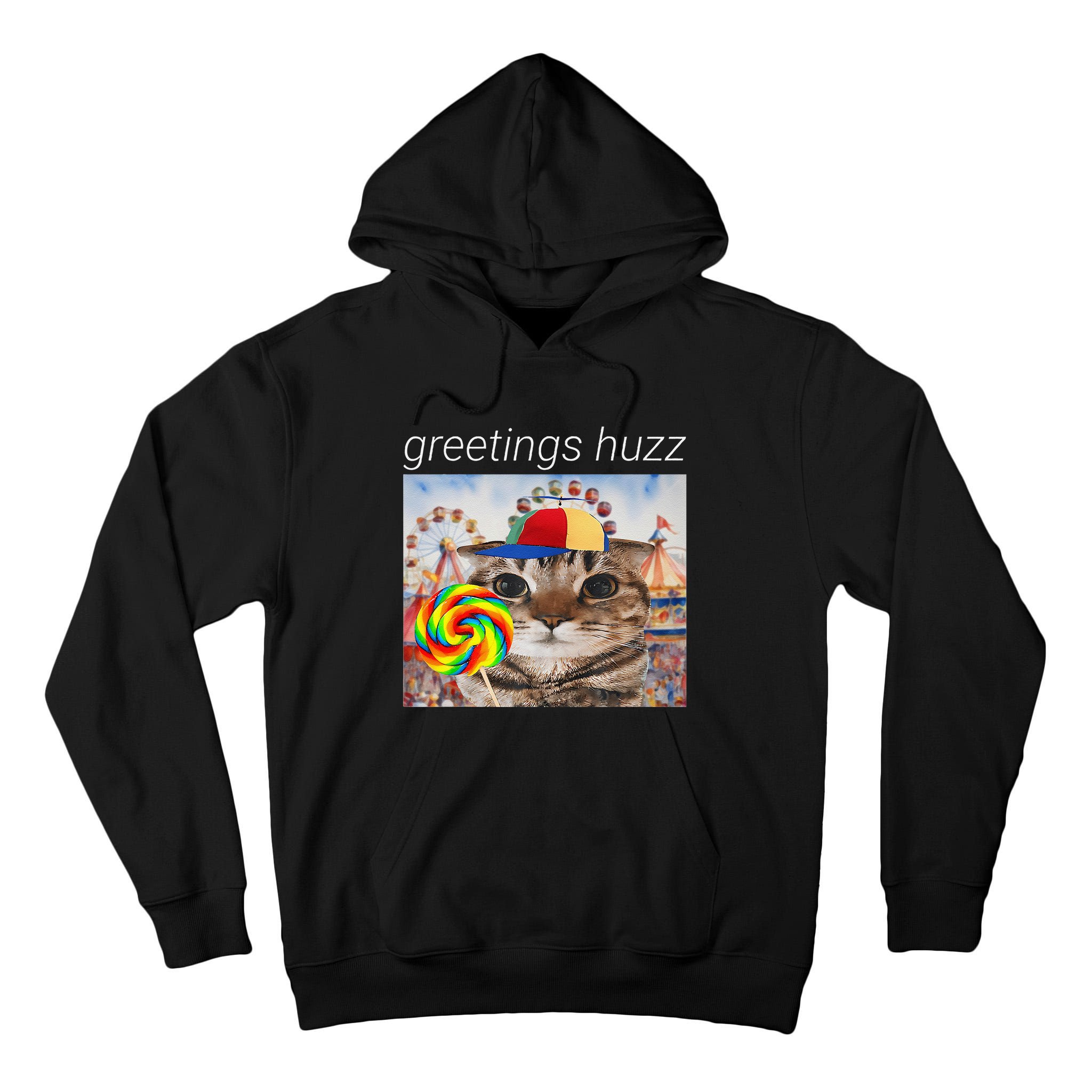 Greetings Huzz Funny Gen Z Gen Alpha Silly Cat Lollipop Meme Tall Hoodie