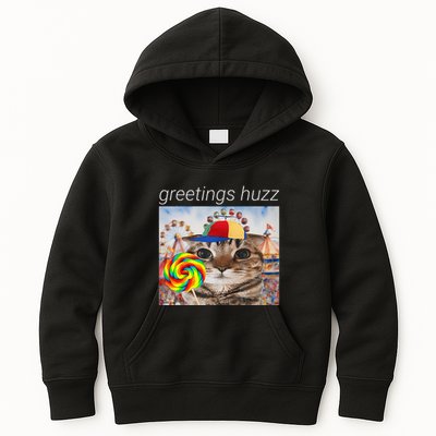 Greetings Huzz Funny Gen Z Gen Alpha Silly Cat Lollipop Meme Kids Hoodie