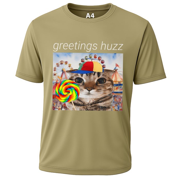 Greetings Huzz Funny Gen Z Gen Alpha Silly Cat Lollipop Meme Cooling Performance Crew T-Shirt