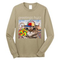Greetings Huzz Funny Gen Z Gen Alpha Silly Cat Lollipop Meme Long Sleeve Shirt