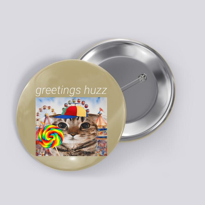Greetings Huzz Funny Gen Z Gen Alpha Silly Cat Lollipop Meme Button