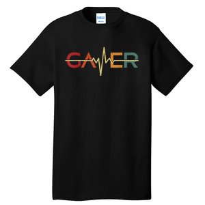 Gamer Heartbeat Funny Video Games Lover Gift Tall T-Shirt