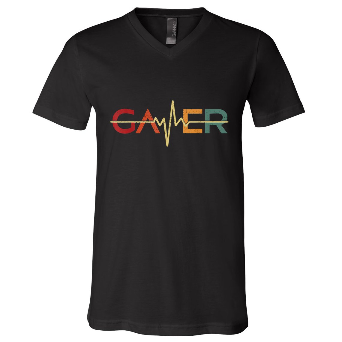 Gamer Heartbeat Funny Video Games Lover Gift V-Neck T-Shirt