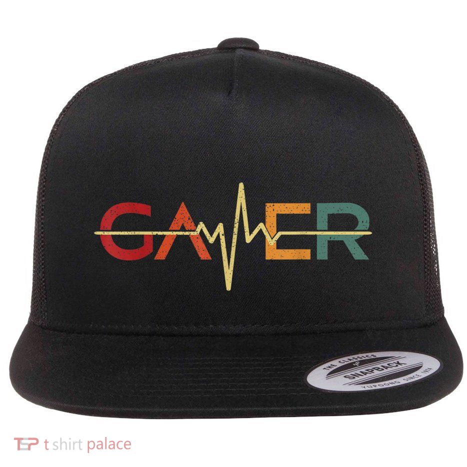 Gamer Heartbeat Funny Video Games Lover Gift Flatbill Hat