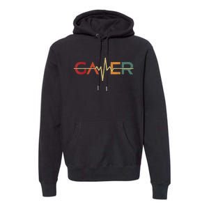 Gamer Heartbeat Funny Video Games Lover Gift Premium Hoodie