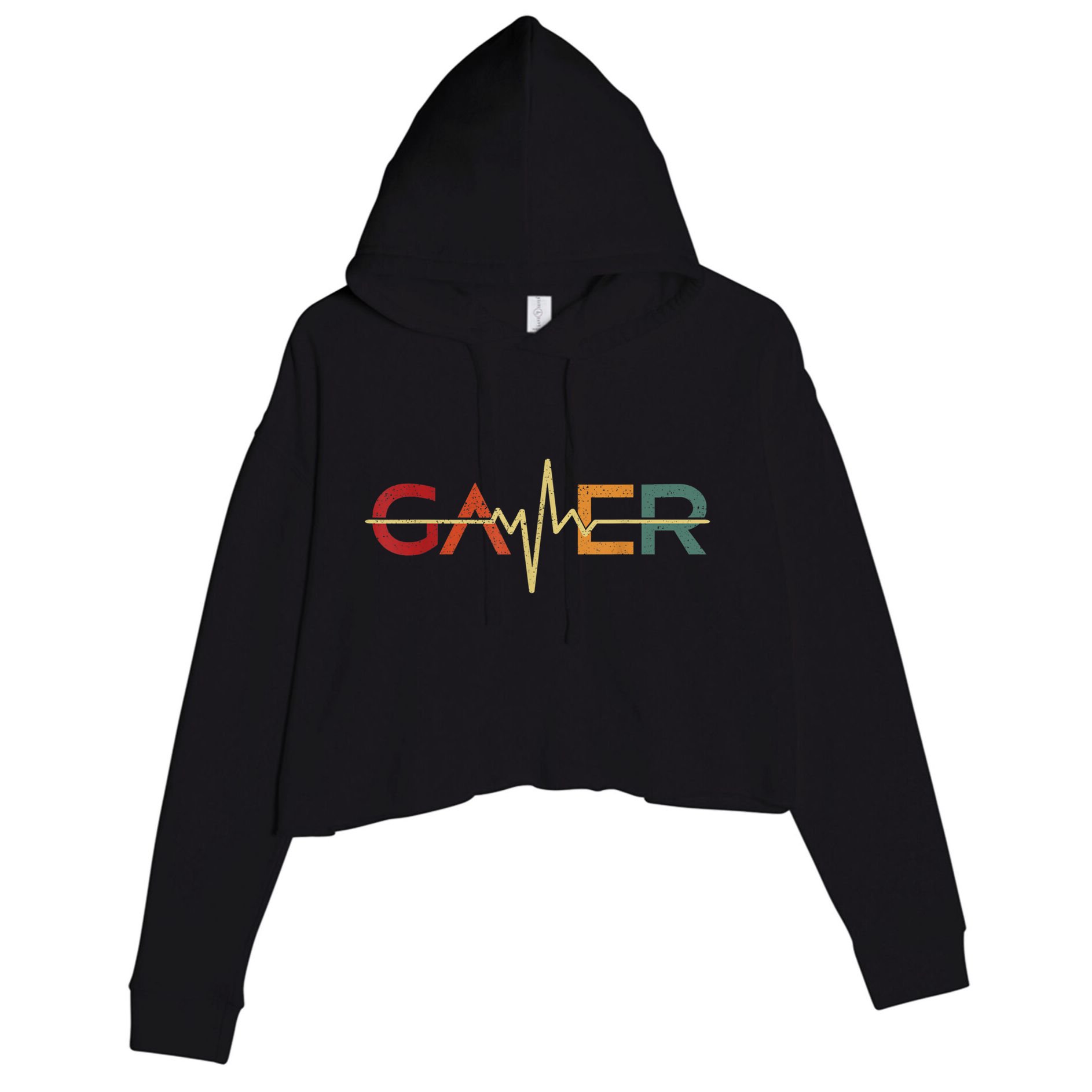 Gamer Heartbeat Funny Video Games Lover Gift Crop Fleece Hoodie