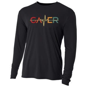 Gamer Heartbeat Funny Video Games Lover Gift Cooling Performance Long Sleeve Crew