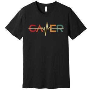 Gamer Heartbeat Funny Video Games Lover Gift Premium T-Shirt