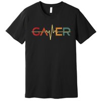 Gamer Heartbeat Funny Video Games Lover Gift Premium T-Shirt