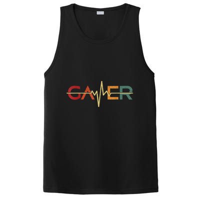 Gamer Heartbeat Funny Video Games Lover Gift PosiCharge Competitor Tank