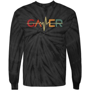 Gamer Heartbeat Funny Video Games Lover Gift Tie-Dye Long Sleeve Shirt