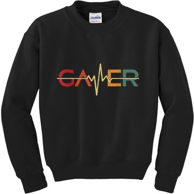 Gamer Heartbeat Funny Video Games Lover Gift Kids Sweatshirt