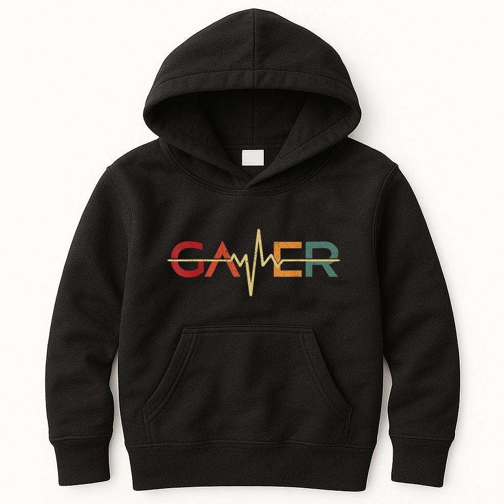 Gamer Heartbeat Funny Video Games Lover Gift Kids Hoodie