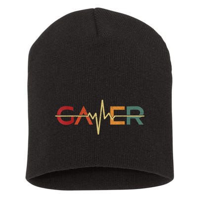 Gamer Heartbeat Funny Video Games Lover Gift Short Acrylic Beanie