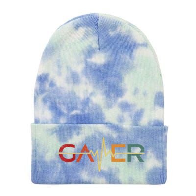 Gamer Heartbeat Funny Video Games Lover Gift Tie Dye 12in Knit Beanie