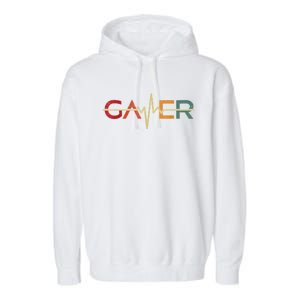 Gamer Heartbeat Funny Video Games Lover Gift Garment-Dyed Fleece Hoodie