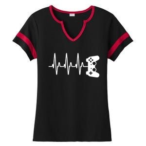 Gamer Heartbeat For Gaming Gift Ladies Halftime Notch Neck Tee