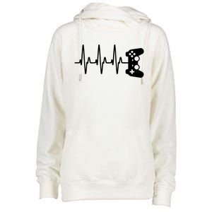 Gamer Heartbeat For Gaming Gift Womens Funnel Neck Pullover Hood