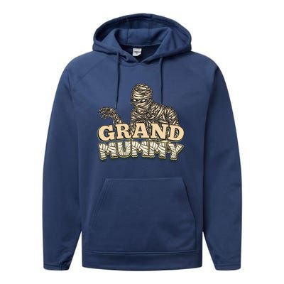 Grandmas Halloween Funny Grand Mummy Great Gift Performance Fleece Hoodie