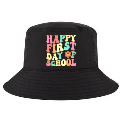 Groovy Happy First Day Of School Teacher Kids Back To School Cool Comfort Performance Bucket Hat