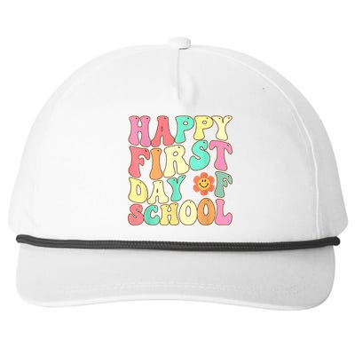 Groovy Happy First Day Of School Teacher Kids Back To School Snapback Five-Panel Rope Hat