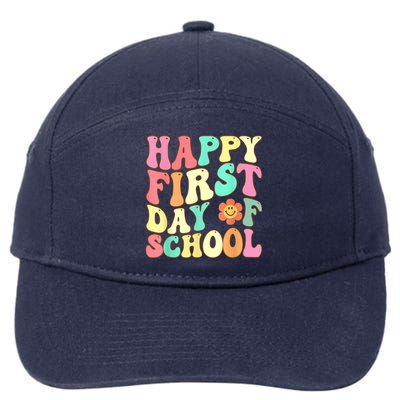 Groovy Happy First Day Of School Teacher Kids Back To School 7-Panel Snapback Hat