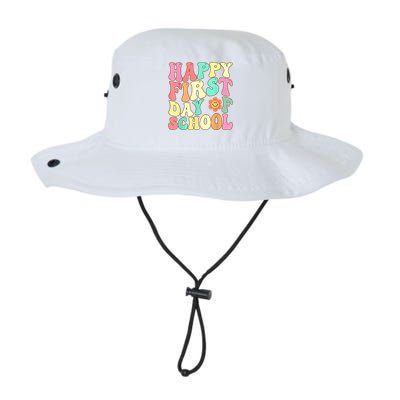 Groovy Happy First Day Of School Teacher Kids Back To School Legacy Cool Fit Booney Bucket Hat