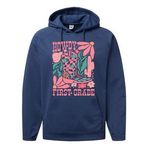 Groovy Howdy First Grade Cowboy Teacher Performance Fleece Hoodie