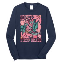 Groovy Howdy First Grade Cowboy Teacher Long Sleeve Shirt