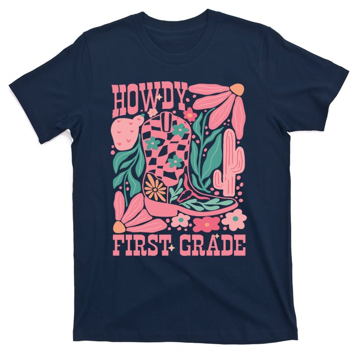 Groovy Howdy First Grade Cowboy Teacher T-Shirt