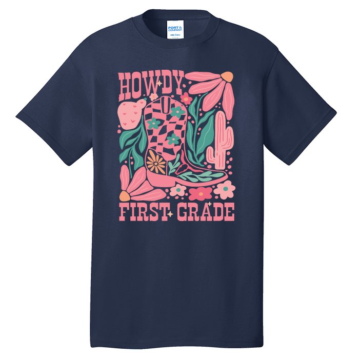 Groovy Howdy First Grade Cowboy Teacher Tall T-Shirt