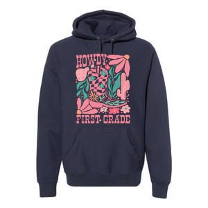 Groovy Howdy First Grade Cowboy Teacher Premium Hoodie