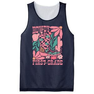 Groovy Howdy First Grade Cowboy Teacher Mesh Reversible Basketball Jersey Tank