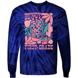 Groovy Howdy First Grade Cowboy Teacher Tie-Dye Long Sleeve Shirt