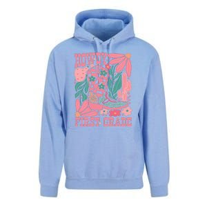 Groovy Howdy First Grade Cowboy Teacher Unisex Surf Hoodie