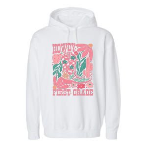 Groovy Howdy First Grade Cowboy Teacher Garment-Dyed Fleece Hoodie