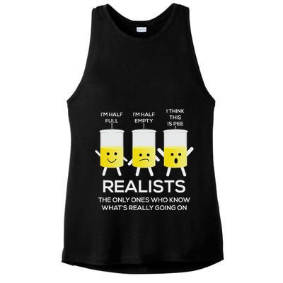 Glass Half Full Half Empty Funny Realists Philosophy Ladies PosiCharge Tri-Blend Wicking Tank