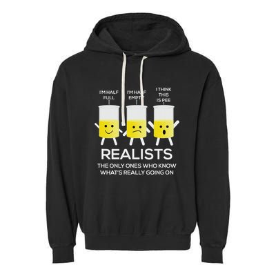 Glass Half Full Half Empty Funny Realists Philosophy Garment-Dyed Fleece Hoodie