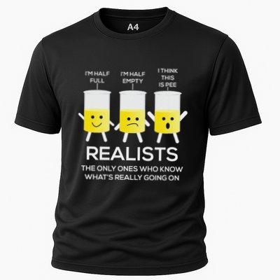 Glass Half Full Half Empty Funny Realists Philosophy Performance Shirt