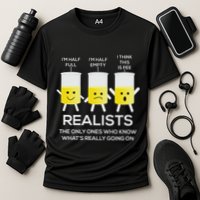 Glass Half Full Half Empty Funny Realists Philosophy Performance Shirt