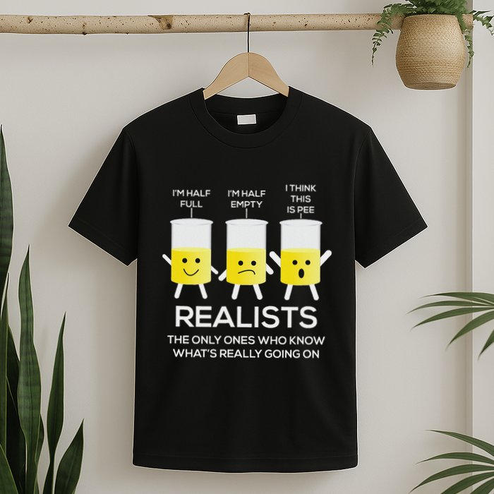 Glass Half Full Half Empty Funny Realists Philosophy T-Shirt
