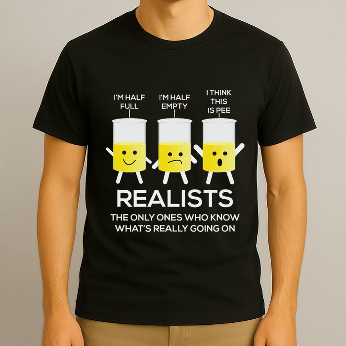 Glass Half Full Half Empty Funny Realists Philosophy T-Shirt