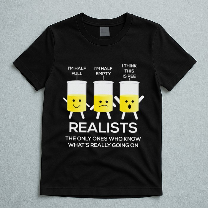 Glass Half Full Half Empty Funny Realists Philosophy T-Shirt