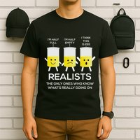 Glass Half Full Half Empty Funny Realists Philosophy T-Shirt