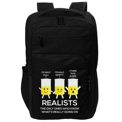 Glass Half Full Half Empty Funny Realists Philosophy Impact Tech Backpack