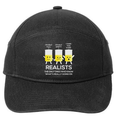 Glass Half Full Half Empty Funny Realists Philosophy 7-Panel Snapback Hat