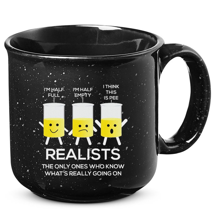 Glass Half Full Half Empty Funny Realists Philosophy 15oz Campfire Ceramic Mug