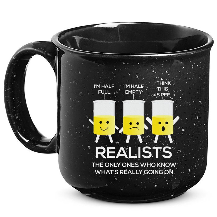 Glass Half Full Half Empty Funny Realists Philosophy 15oz Campfire Ceramic Mug