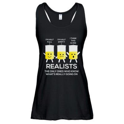 Glass Half Full Half Empty Funny Realists Philosophy Ladies Essential Flowy Tank